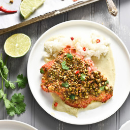 Pistachio Crusted Salmon with Green Curry