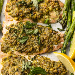 Pistachio Herb Crusted Salmon with Asparagus