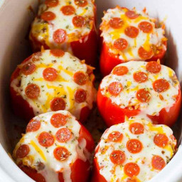 Pizza Slow Cooker Stuffed Peppers