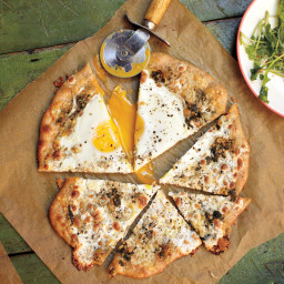 Pizza with a Sunny-Side-Up Egg and Herb Garden Pesto