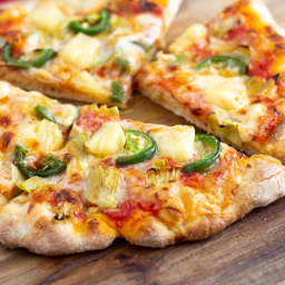 Pizza with Artichoke Hearts, Pineapples and Jalapenos