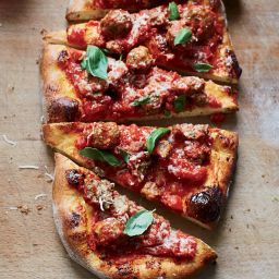 Pizza with Baked Meatballs Recipe