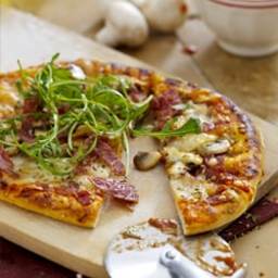 Pizza with Salami and Mushrooms