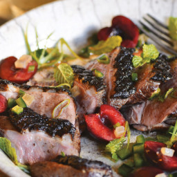 Plancha-Grilled Duck Breasts with Fresh Cherry Salsa