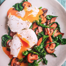 Poached eggs with Mushrooms and Spinach
