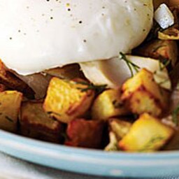 Poached Eggs With Smoked Trout and Potato Hash Recipe