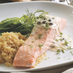 Poached Salmon with Creamy Piccata Sauce