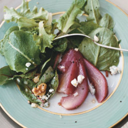 Poached Pear Salad with Blue Cheese and Champagne Vinaigrette