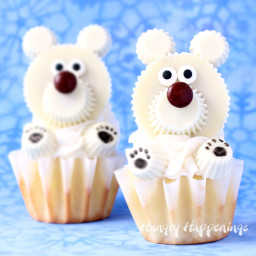 Polar Bear Cupcakes made with White Reese's Cups
