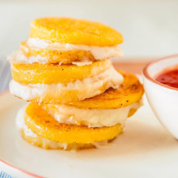 Polenta Grilled Cheeses with Zesty Marinara Dipping Sauce