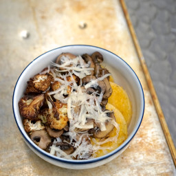 Polenta with Roasted Cauliflower, Sautéed Mushrooms & Thyme