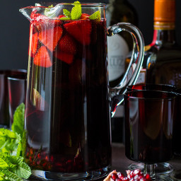 Pomegranate and strawberry red wine sangria