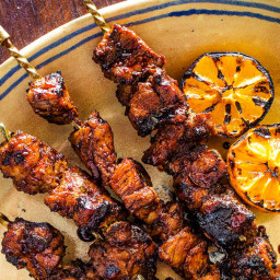 Pomegranate-Glazed Pork Skewers with Dill-Onion Marinade
