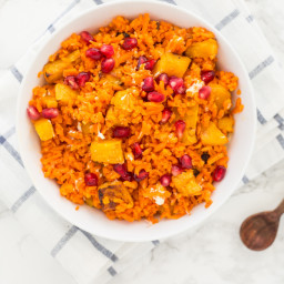 Pomegranate Sweet Potato Rice Bowls with Roasted Maple Butternut Squash and