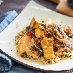 Ponzu Tofu with Kohlrabi Stir-Fry and Tri-Colored Quinoa