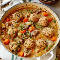 Pork and apple stew with parsley and thyme dumplings