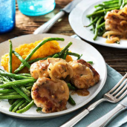 Pork and Parmesan Patties with Butternut Squash Mash and Green Beans
