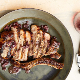 Pork Chop au Poivre with Red Wine–Shallot Sauce