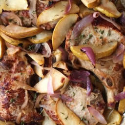 Pork Chop Skillet with Pears and Red Onions