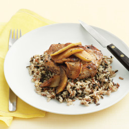 Pork Chop with Sauteed Apples and Wild Rice