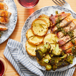 Pork Chops & Salsa Verde with Rosemary Roasted Potatoes