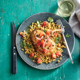 Pork Chops and Couscous with Tomato-Caper Sauce