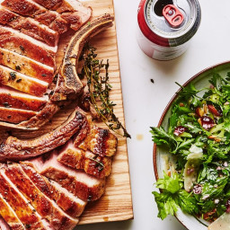 Pork Chops with Celery and Almond Salad