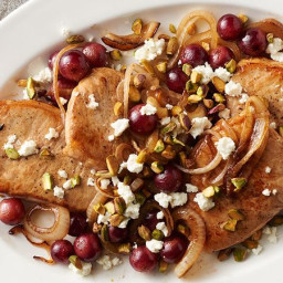Pork Chops with Grapes and Pistachio Nuts