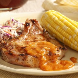 Pork Chops with Peach Barbecue Sauce