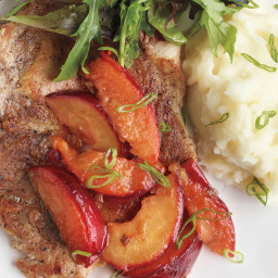 Pork Chops with Plums and Whipped Potatoes