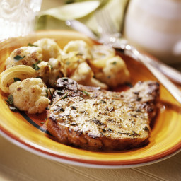 Pork Chops with Roasted Cauliflower and Onions