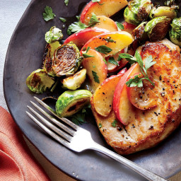 Pork Chops with Sautéed Apples and Brussels Sprouts