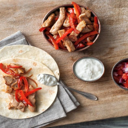 Pork Fajitas with Blistered Peppers and Sour Cream