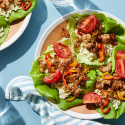 Pork Lettuce Cups with Cauliflower Rice & Marinated Tomatoes