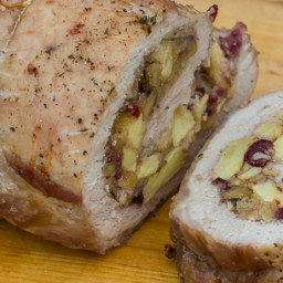 Pork Loin Roast with Apple Cranberry and Walnut Stuffing