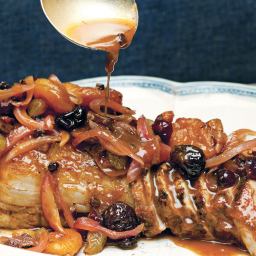 Pork Loin with Dried Fruit and Orange Cider Sauce