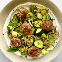 Pork Meatballs and Cucumber Salad