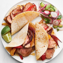 Pork Tacos with Onions and Peppers