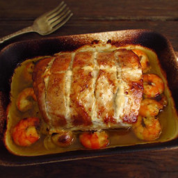 Pork tenderloin in the oven with shrimp