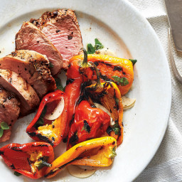 Pork Tenderloin With Marinated  Grilled Peppers