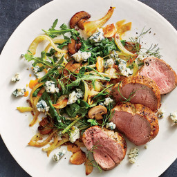 Pork Tenderloin with Mushrooms, Fennel, and Blue Cheese