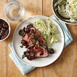 Pork Tenderloin with Roasted Cherries and Shallots