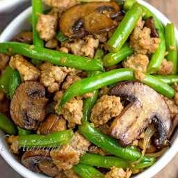 Pork with Caramelized Mushrooms and Green Beans