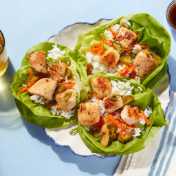 Portland-Inspired Chicken Lettuce Cups with Jasmine Rice & Garlic-Soy S
