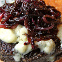 Portobello Burgers with Blue Cheese and Sautéed Red Onions