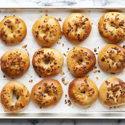 Potato Bagels with Butter-Glazed Onions