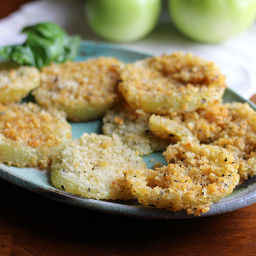 Potato chip crusted fried green tomatoes in the air fryer