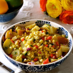 Potato & Corn Summer Salad with Oil-Free Mustard Vinaigrette