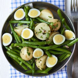 Potato salad with anchovy and quail’s eggs