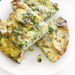 Potato, spring onion, dill and cheese frittata